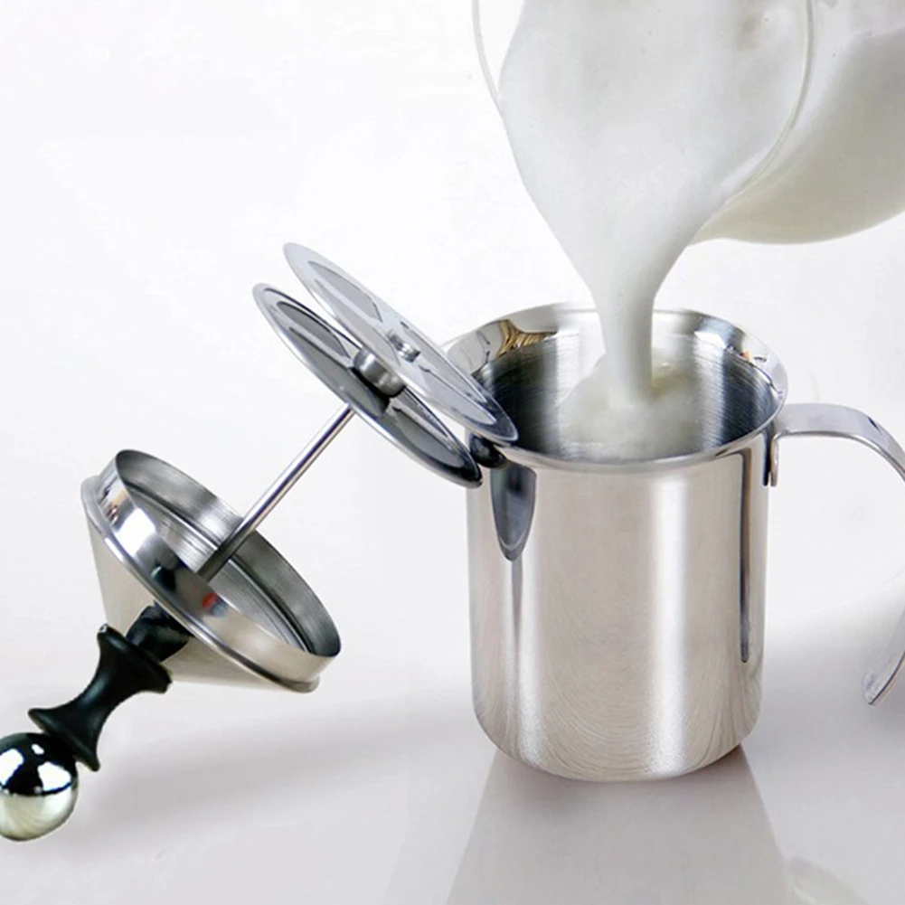 400 мл/800 мл ручной вспениватель молока из нержавеющей стали с двойной сеткой молочных кувшин для молока в виде молочной пены
