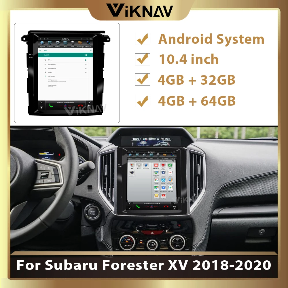 

car multimedia player for Subaru Forester XV 2018-2020 android auto radio DVD player vertical screen GPS navigation FM 10.4 inch