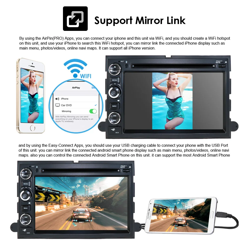 Cheap WiFi1024*600 QuadCore Android9.0 CarDVD For Ford Fusion Explorer 500 F150 F250 F350 Edge Expedition Mustang Radio GPS Navigation 4