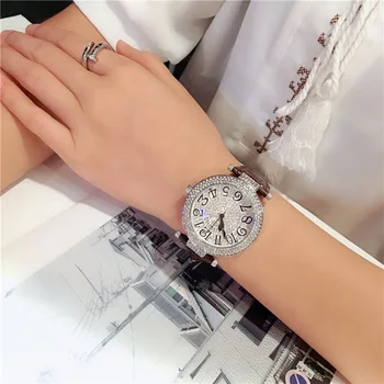 

2020 New Arrival France Popular Quartz Watch For Women Simple Diamond Zircon Dial Black Rope Strap Watch For Student Gift