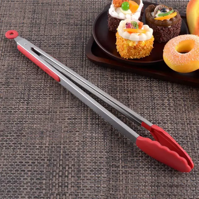 Magas Fokú Rozsdamentes Acél Szilikon Bbq Fogók Fogantyúval Szembeni Fém Ételek Tálalás Grill Konyhai Szerszámok - Image 4