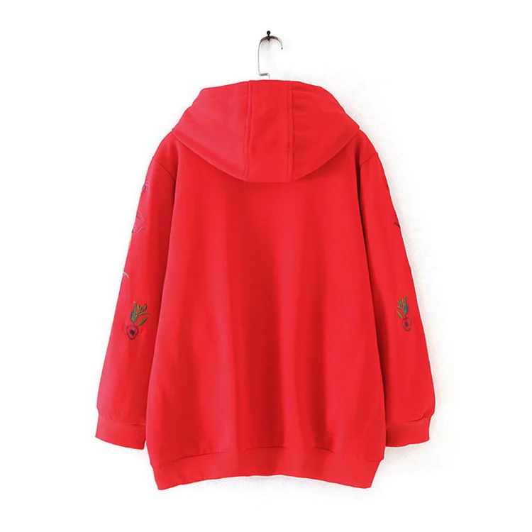 Blvyisla 5XL плюс размер толстовки женские толстые флисовые теплые пальто вышитые цветочные оверсайз молния вверх топы толстовки