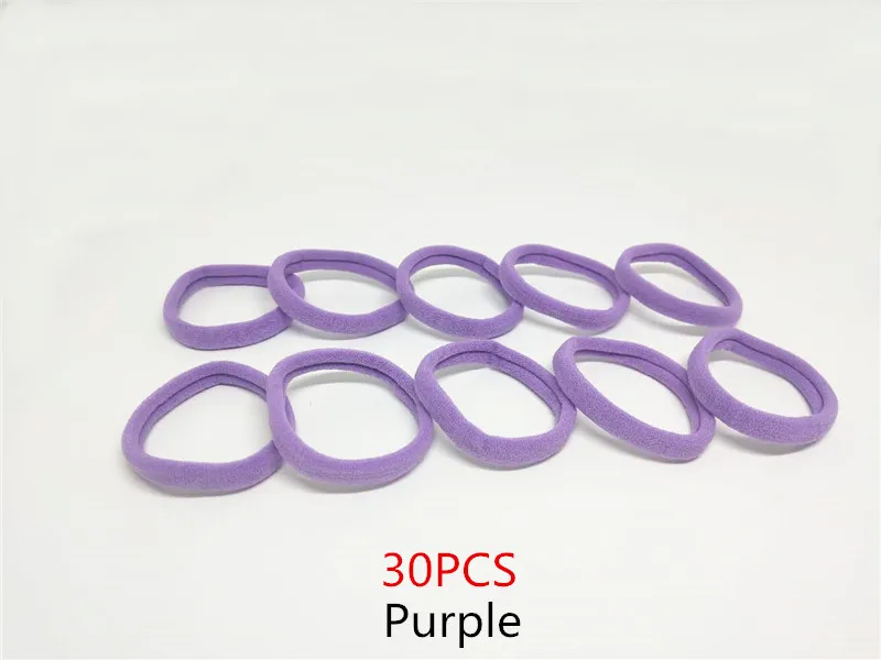 30 шт. для женщин девочек Высокая эластичность 4 см средней толстой прокатки полотенца веревка для волос конфеты однотонная цветная эластичная резинка кольцо конский хвост держатель - Цвет: 30PCS Purple