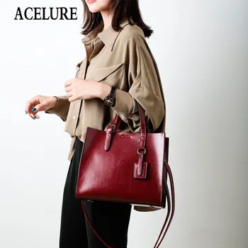 

ACELURE Solid PU Leather Handbags Big Women Bag High Quality Casual Female Bags Trunk Tote Shoulder Bag Messenger Ladies Bolsos