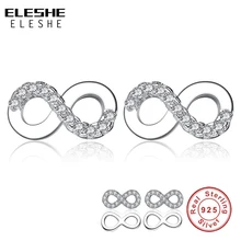ELESHE, 925 пробы, серебряные серьги-гвоздики, простые, Brincos, с цифрой удача, восемь, серьги-гвоздики, подарок на день матери