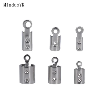 

50 Pcs Leather Bracelet Stainless Steel End Clasps Caps Necklace Fold Crimp Cord Ends Connector For Jewelry Making Accessories