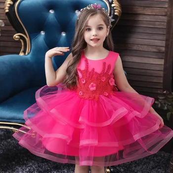 

2020 new children's christmas children's clothing girls' sleeveless hand-beaded dresses