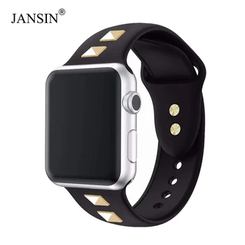 

JANSIN Studded strap for apple watch series 5 4 3 2 1 band for iwatch silicone band punk rivet style 38 40 42 44mm Accessories