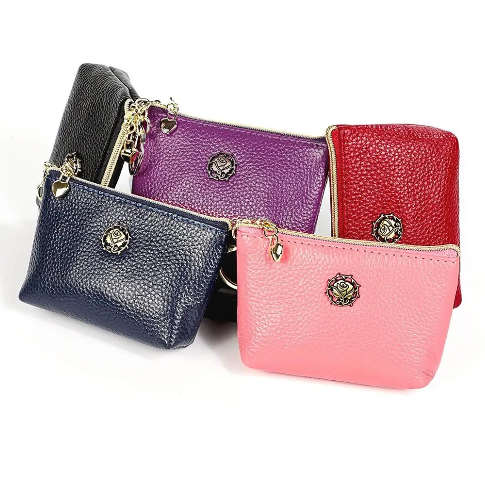 

Fashion Genuine Leather Women Coin Purse Mini Zipper Wallet Female Small Wallets