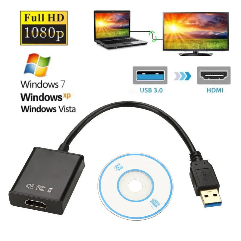 USB 3 0 к HDMI конвертер USB3.0 Графический адаптер мульти дисплей кабель для ПК ноутбук