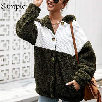 

Sampic Long Sleeve Hoodies Women Jacket Coat Loose Casaul Autumn Winter Jacket Coat