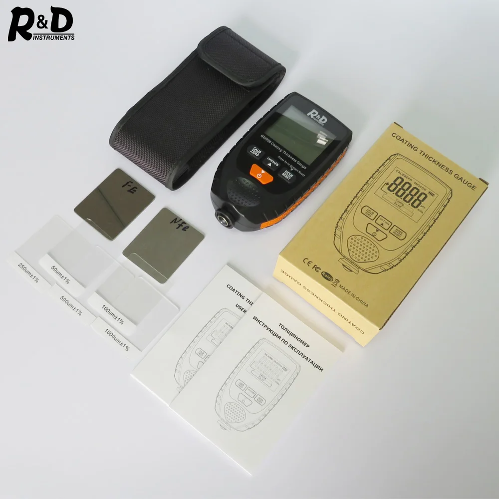 GM998 толщиномер покрытия краски автомобиля 0-1500um Fe& NFe probeCoating Meter