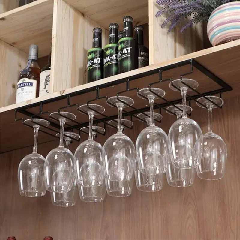 Black High Quality Useful Stainless Steel Wine Rack Glass Holder