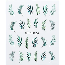 RWTT наклейки для ногтей с водным переводом наклейки листья, цветы, бабочки серии дизайнов дизайн ногтей слайдер Маникюр украшения