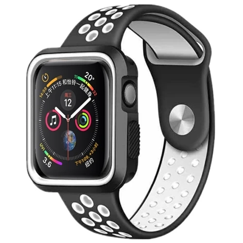 black white Ремешок для apple watch band case 4 5 44 мм 40 мм iwatch band 42 мм 38 мм Аксессуары Силиконовый coorrea apple watch 3 2 Чехол с браслетом - Цвет ремешка: black white