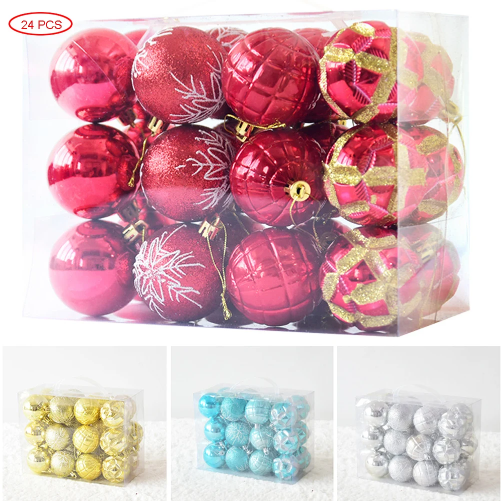 

24Pcs/lot Christmas Tree Decor Ball Xmas Party Hanging Ball Ornament Decorations For Home Christmas Gift 6CM