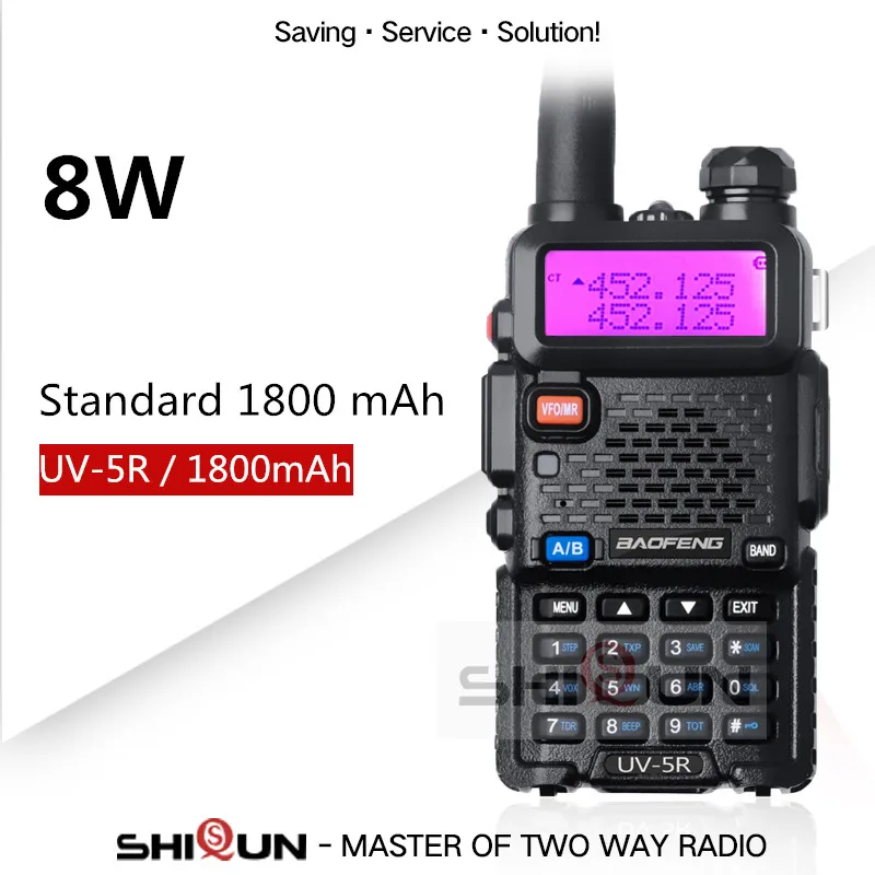 Upgrade 8W Baofeng UV-5R Walkie Talkie 3800mAh Battery Dual Display Dual Band Baofeng UV5R Portable UHF VHF Two Way Radio UV 5R target walkie talkie Walkie Talkie