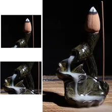 Маленькая курильница с обратным потоком, эмаль, новые подарки, сандаловое дерево, держатель для благовоний, домашний ароматизатор, подставка в виде конусов лотоса, буддистская керамика