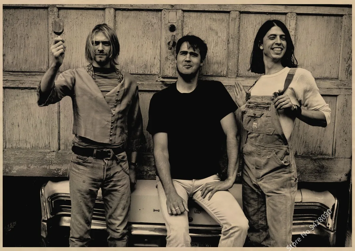 Vintage Music Posters Kurt Cobain Nirvana Frontman Rock Vintage Poster Retro Kraft Posters Bar Decorative Painting wall sticker