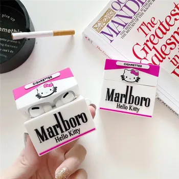 

INS kitty cat cigarette case personality silicone soft earphone protective skin case for airpods 3 pro cute headphone cover