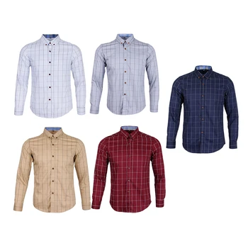 

Men's Slim Fit Long Sleeve Casual Social Shirt Classic Plaid 100%Cotton Dress Shirt