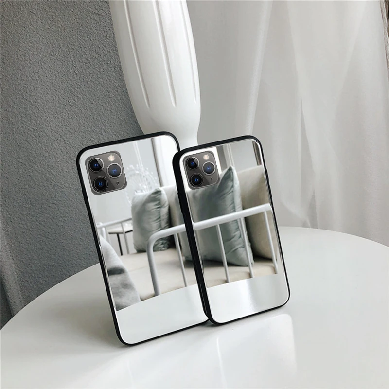 Полный зеркальный чехол для iPhone 11 Pro Max X XS MAX XR 6 6s Plus 7 8 Plus Bling TPU силиконовый чехол Arylic Мягкий край чехол для девочек женщин