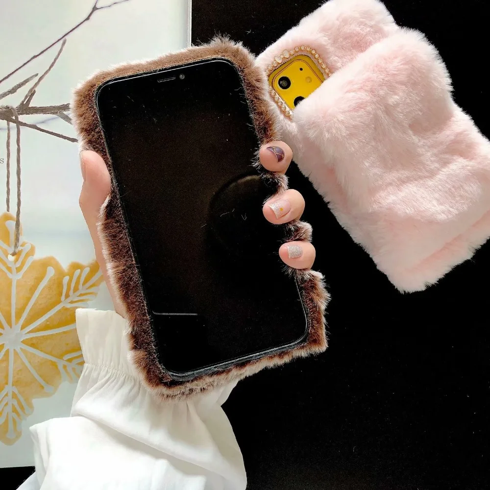 Warm Cute Piggy Fluffy Wristband Phone Case (18)