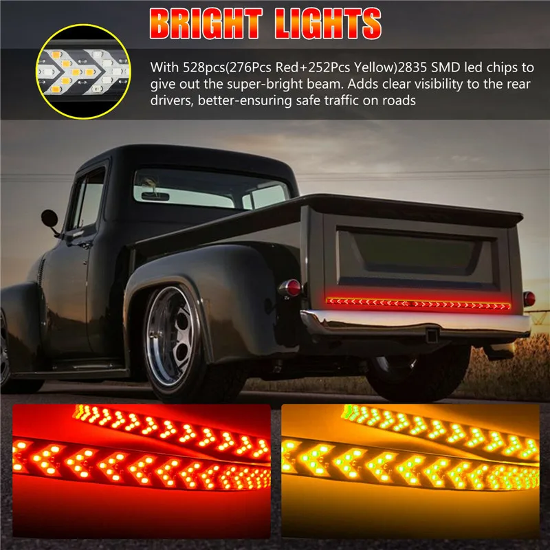 60 Inch Pickup Light Bar Fishbone Car Tail Highlight Steering Brake Function Truck Signal Warning Running | Автомобили и
