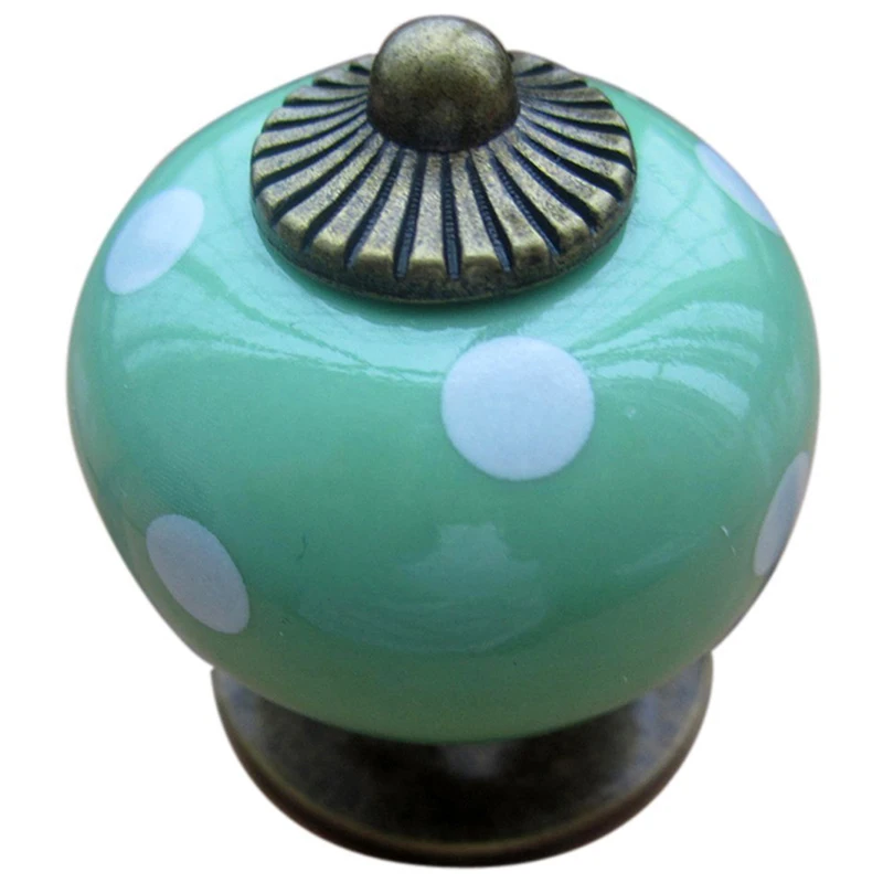 

Ceramic Ball Door Handle Pull Knobs Cabinet Door Cupboard Drawer Locker Vintage Retro Gold Pack of 10 Color Green