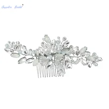 Великолепная Серебряная Свадебная расческа, стразы высокого качества, западные свадебные аксессуары для волос ручной работы
