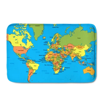 

Upetstory Doormat World Map Print Funny Entrance Floor Mats Non-slip Area Rugs for Living Room Bathroom Flannel Welcome Mats