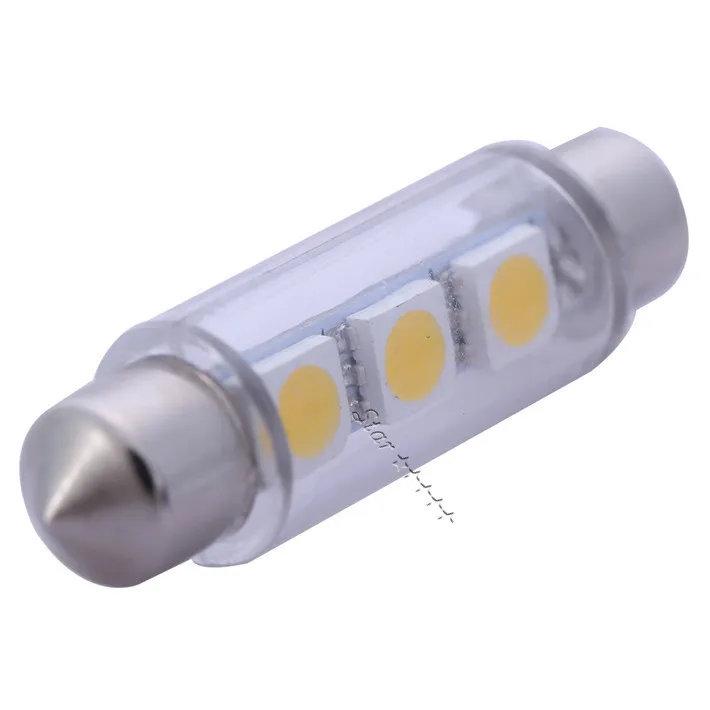 41 мм 5050 SMD 3 светодиодный внутренний купольный светильник для автомобиля, фестон, Автомобильный светодиодный светильник для чтения, 12 В