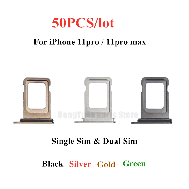 50pcs/lot Dual/Single SIM Card Tray Holder For iPhone 11 11Pro Max SIM Card Slot Reader Socket Adapter With Waterproof Ring