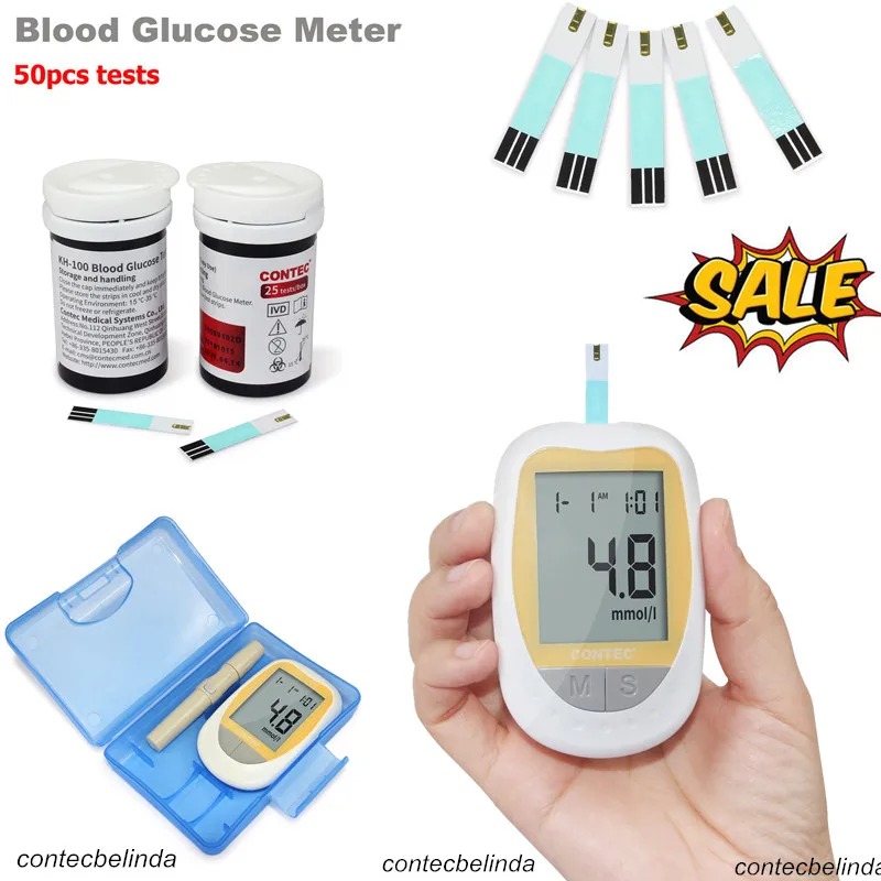 CONTEC тест-полоски глюкозы в крови, глюкометр мониторинг глюкозы 50 шт. полоски новейшие