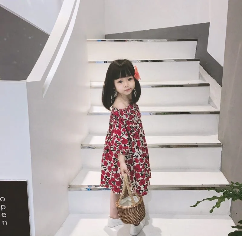 19新款现货夏季韩版中小童女童装碎花公主A字裙连衣裙沙滩裙童裙