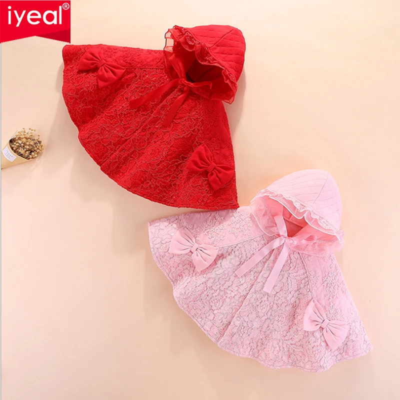 

IYEAL Children Cloak Baby Girls Fall Cotton Lace Princess Style Jacket Kids Toddler Outerwear Infant Hooded Cloak Baby Clothing