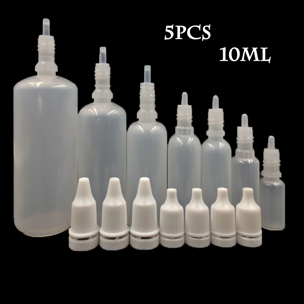 

5pcs 10ml LDPE Soft Plastic Empty Squeeze Eye Juice Liquid Dropper Bottles Essential Oil Dropper Storage with 5 Bottles 1 Funnel