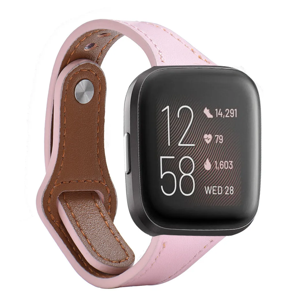 D Замена браслета роскошный кожаный ремешок для Fitbit Versa 2 Смарт часы ремешок сменный браслет наручных часов ремешок для умных часов Ремешок - Цвет: D