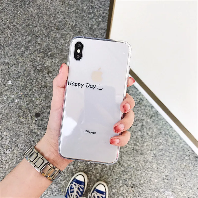 Japan Simple letters express instant smile cute Phone case for coque iPhone 7 7 Plus 6 6s 8 Plus X XR xs max case silicone cover