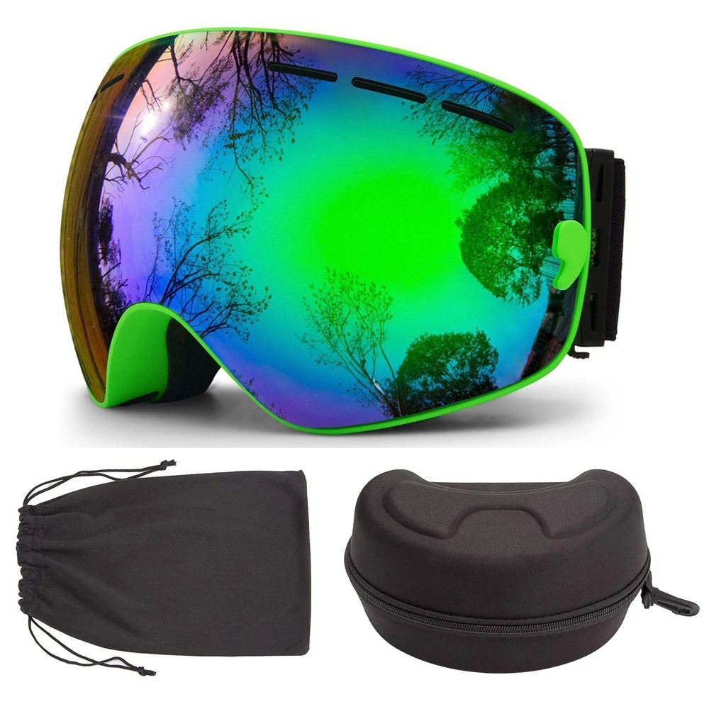 Лыжные очки с тканевой сумкой, чехол, набор лыжных Goggles100% UV400 защита, противотуманные очки для сноуборда, снежные очки для мужчин и женщин
