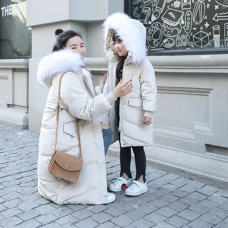 

Parent-child Matching Outfit Fashion 2018 Winter Versatile Elegant Solid Color Mid-length Zipper Simple