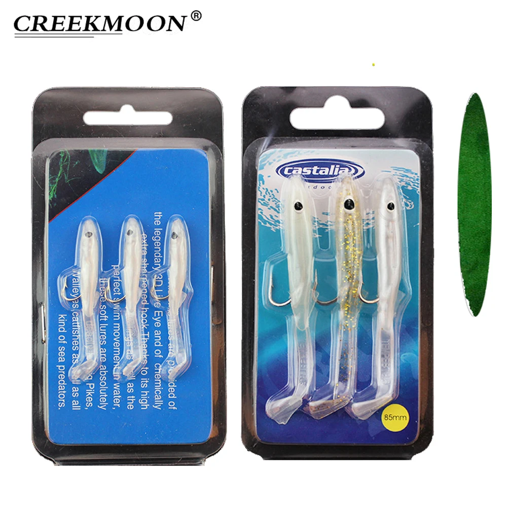 

3pcs/lot Fishing Lure Fish Eel Lure White Soft Baits with Hook 55mm/80mm Small Fish Eel Artificial Bait Pesca Leurre