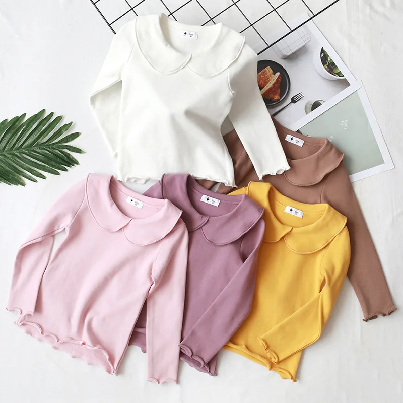 Spring Autumn Girls T Shirt Cotton Tops For Kids Candy colors Children Shirts Long Sleeve Baby Blouse Toddler Bottom Clothing