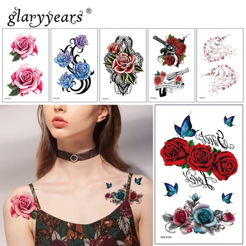 

glaryyears 1 Sheet Beautiful Flower Makeup Temporary Tattoo Sticker Fake Flash Waterproof Fashion Small Body Art Men Women