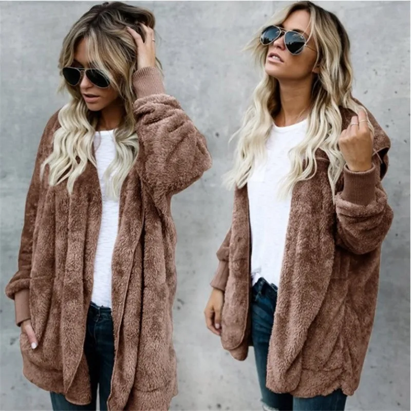 

Elegant fall 2019 fluffy coat plus size teddy coats women streetwear outwear fluffy cardigan fake fur coat artificial fur coats
