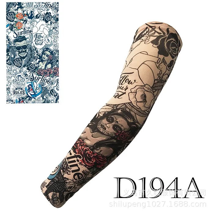 

2019 Tattoo Oversleeve Carp Tattoo Sleeves Arm to Cover Big Flower Arm Outdoor Sun-resistant UV-Protection Oversleeve