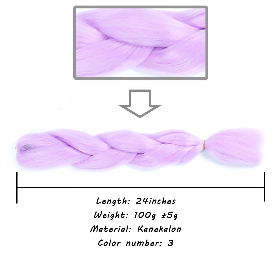 Джамбо косы длинные, радужной расцветки синтетические плетеные волосы желтый розовый фиолетовый серый наращивание волос негабаритных пинцетов аксессуары - Цвет: Естественный цвет