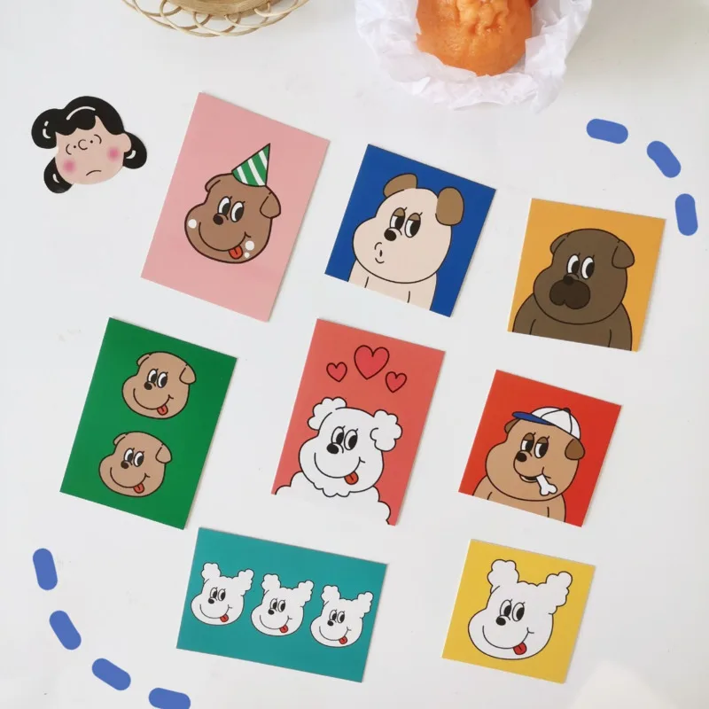 Lovely Cartoon Funny Dog Decorative Cards Girl Dormitory Metope Decoration Postcard Scrapbook Notebook Photo Props Wall Sticker korean ins postcard cute mushroom hairstyle girl decoration card wall sticker background illustration cartoon greeting cards