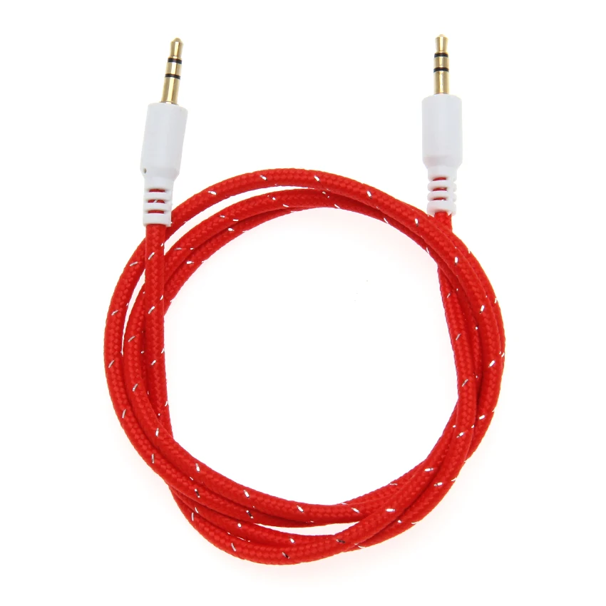 Braided Audio Auxiliary Cable 1m Nylon Aux Extension Male to Male Cord Jack for Samsung Mobile Phone Car PC Headphone Speaker