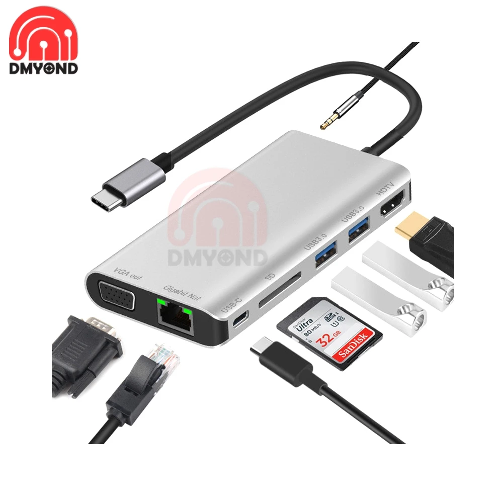 USB-концентратор 8 в 1 USB 3 0 RJ45 для MacBook Pro Air Samsung Huawei | Обустройство дома